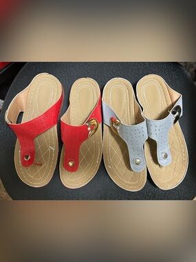 NWOT 2 pair bundle of Vegan Leather Sandals size 9